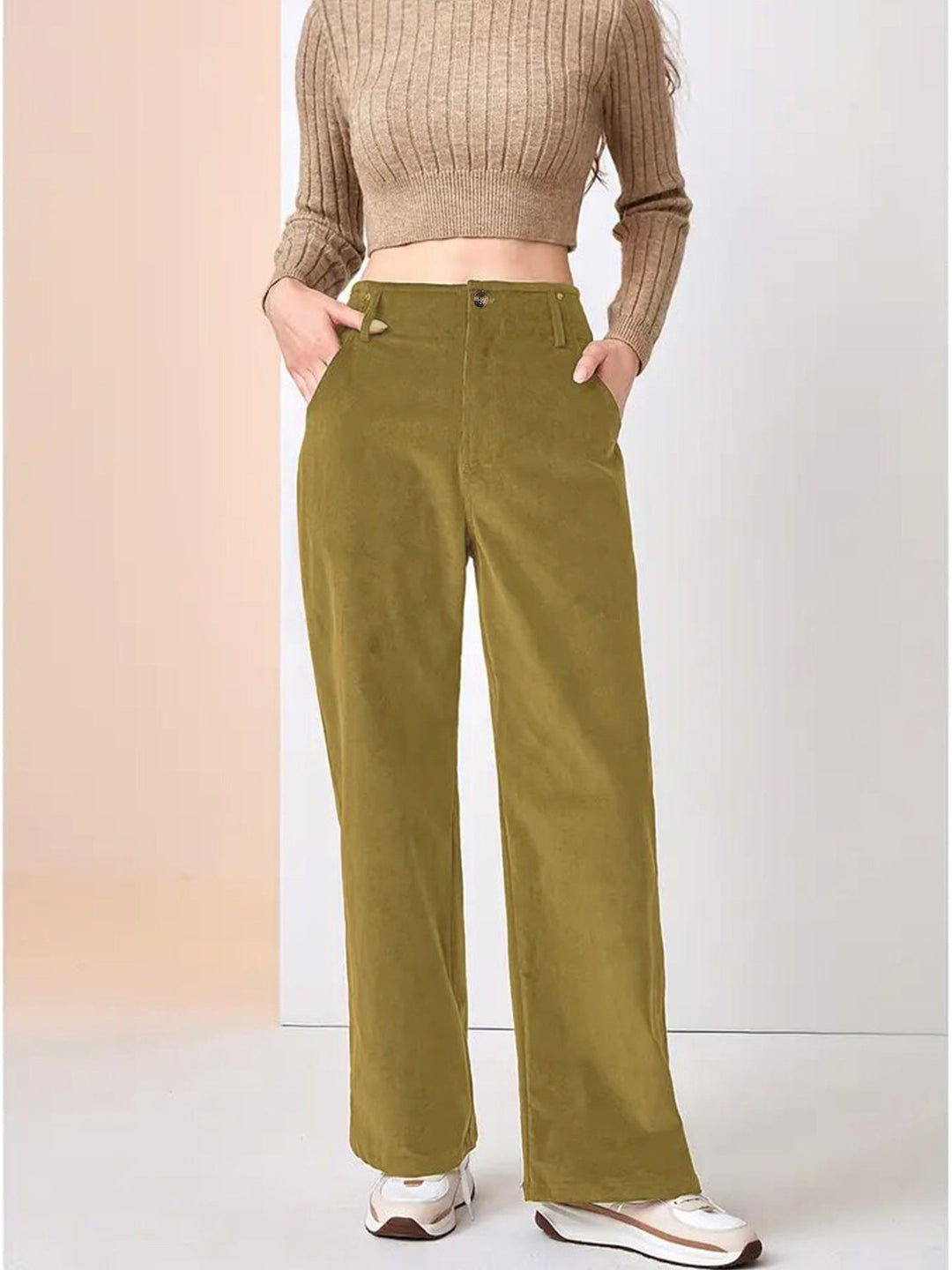Women's Wide Leg Corduroy Trousers | Casual Chic Pants