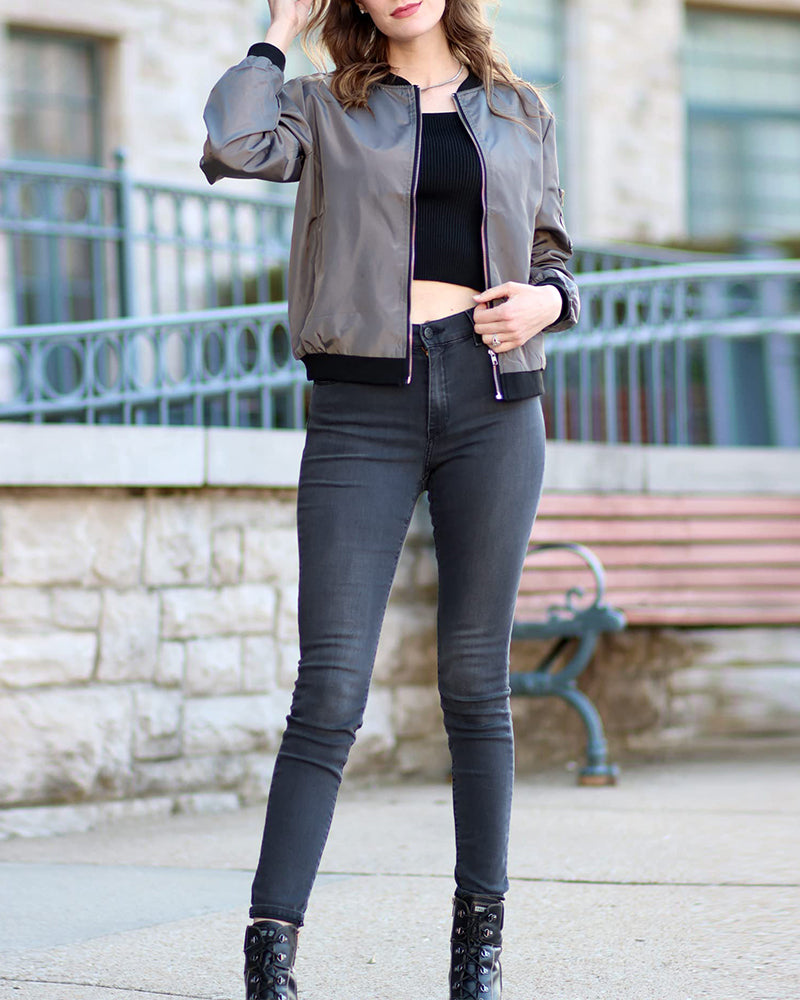 Women's Zip Front Bomber Jacket | Women's Jacket