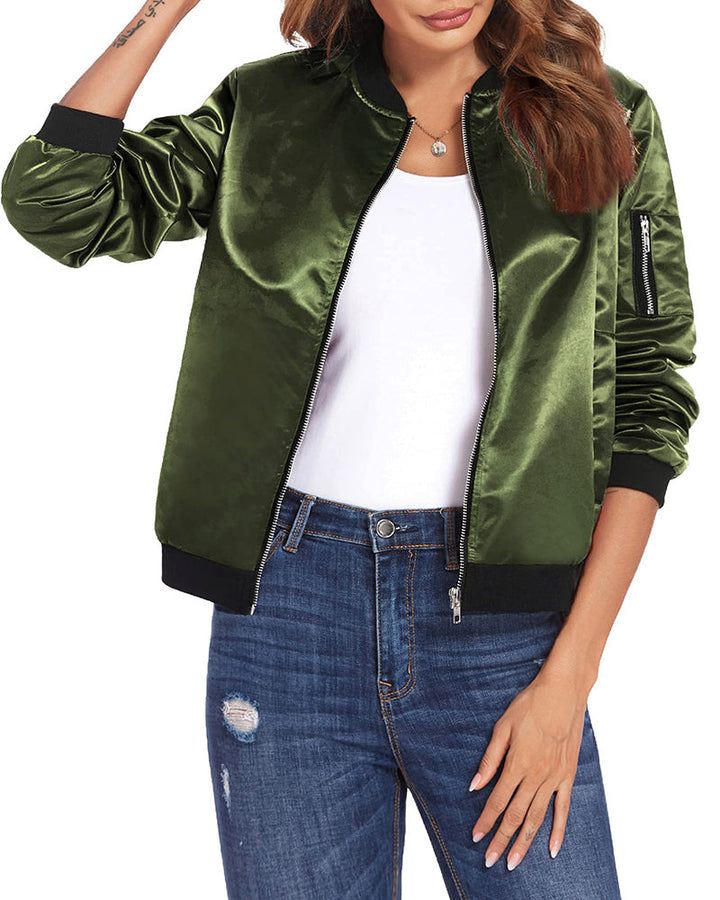 Women's Zip Front Bomber Jacket | Women's Jacket