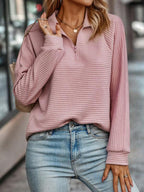 Elise Zip-Up Sweater, women's V-neck knit sweater - view 3