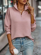 Elise Zip-Up Sweater, women's V-neck knit sweater - view 4