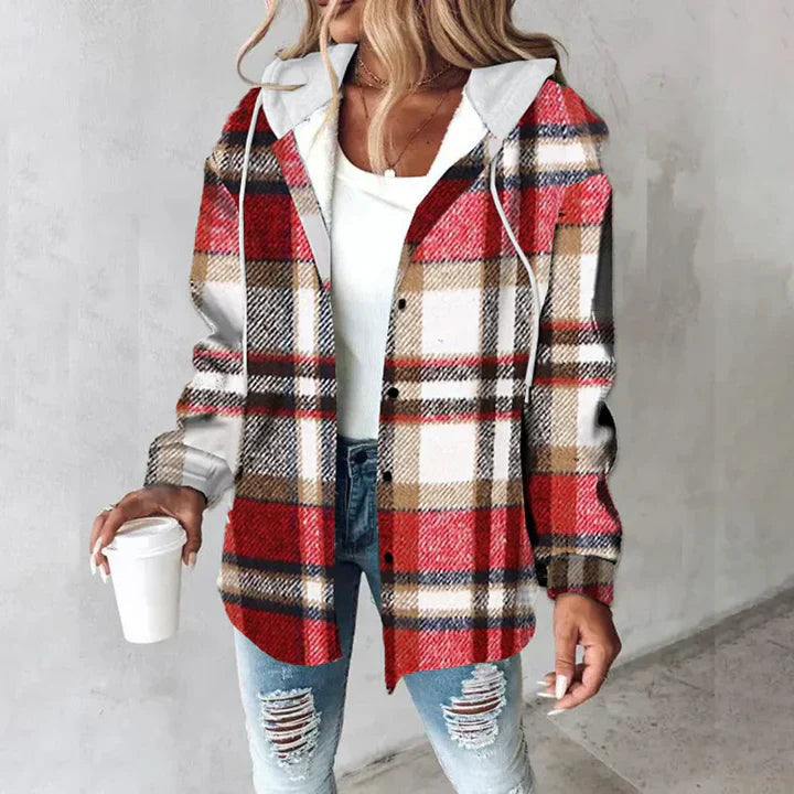 Isabella Shirt Jacket, women's hooded plaid jacket - view 1